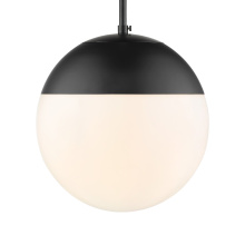 Golden 3218-L BLK-BLK - Golden Lighting Dixon 1-light 12in Pendant and Matte Black shade and Opal Glass